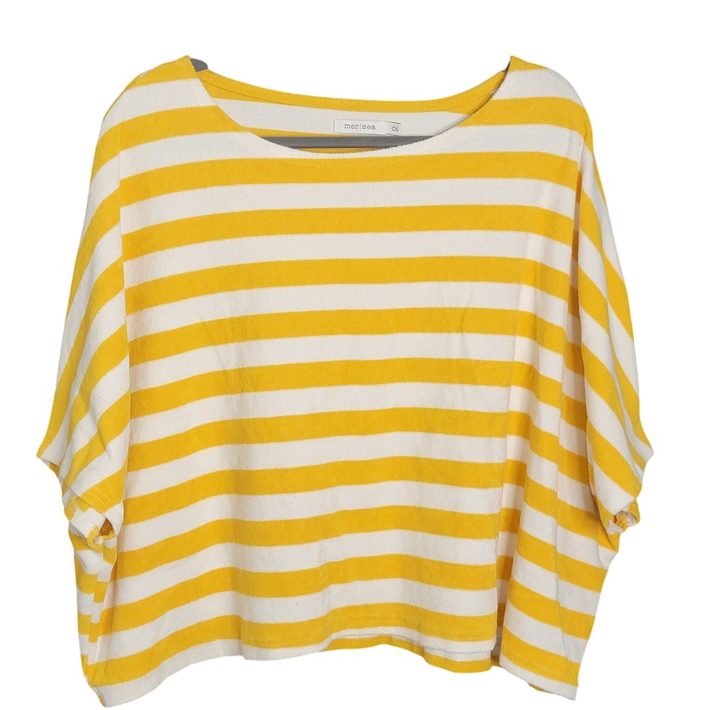 Mer Sea Captiva Terry Slouched Tee Oversized Beach O/S Nautical Preppy Yellow